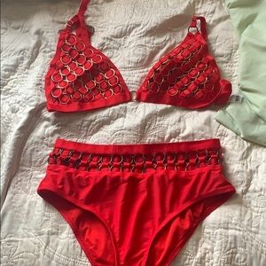 ASOS PREMIUM Metal Ring High Waist Bikini BOTTOM